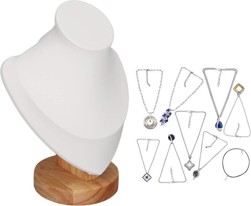 woobles Necklace stand, PU leather necklace display stand for jewelry White - Image 1